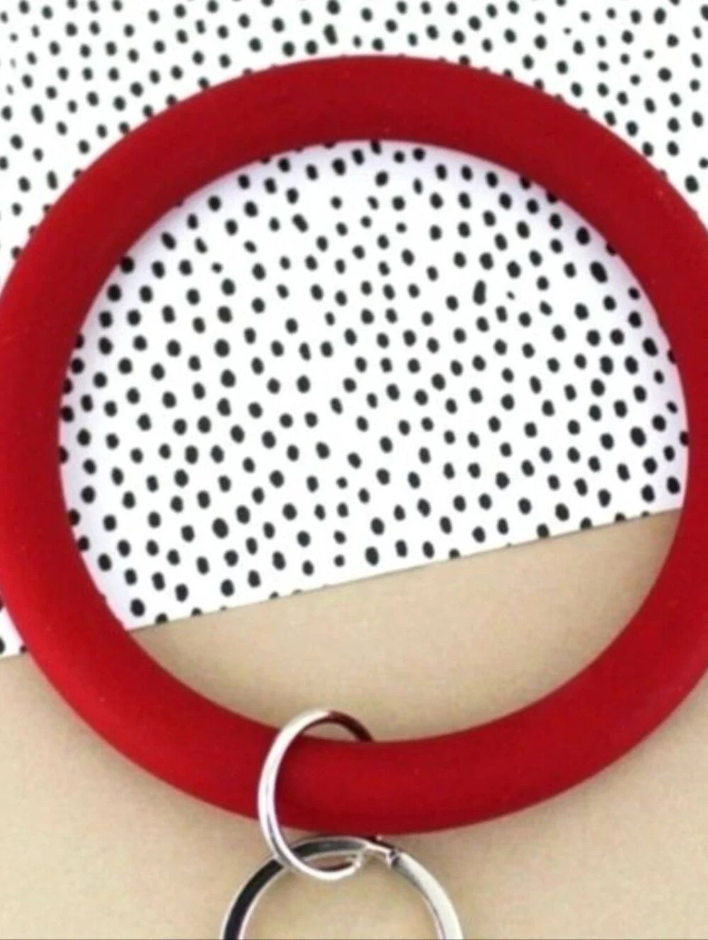 Red Silicone Wristlet Key Ring with Elephant Charm
